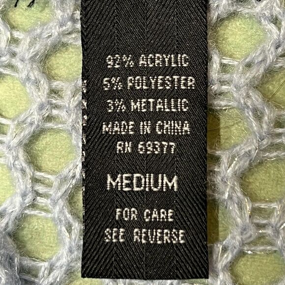 Sweater Project Sweater Womens Medium Blue Open Knit Cable Crewneck Metallic - Picture 7 of 12